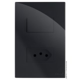 Conjunto Interruptor Simples + Tomada 20A 4x2 - RECTA Preto Black Gloss